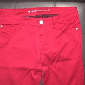 Red skinny jeans